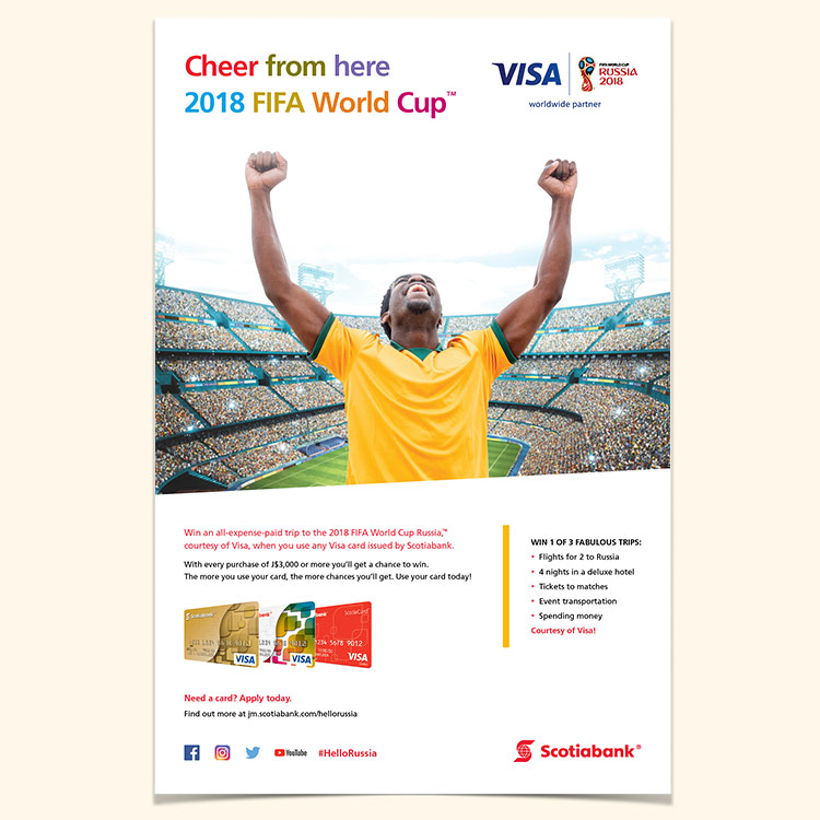 Scotiabank Visa poster for FIFA World Cup contest with man cheering